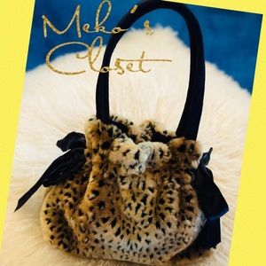 Faux cheetah print fur purse